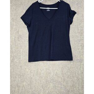 Banana Republic Timeless Navy V-Neck Womens Tee L Size Cotton/Modal/Spandex